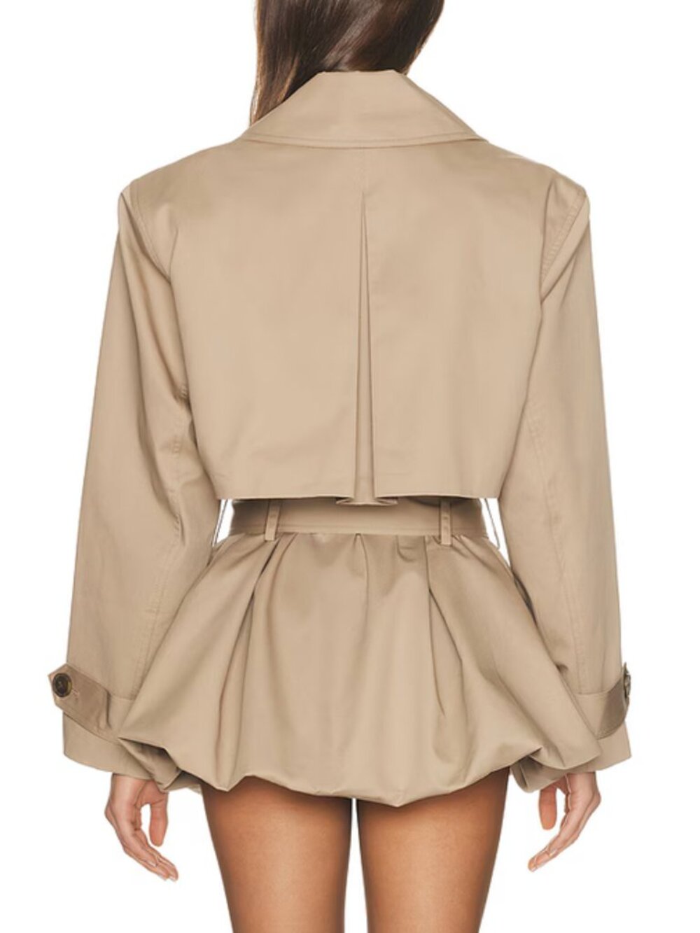BEST NWT Helsa Short Bubble Hem Trench Small Stone Beige - Picture 3 of 7
